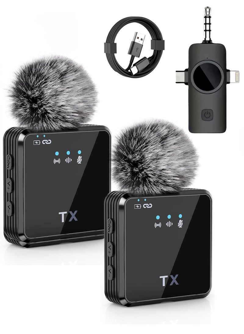 HEROCKX Wireless Lavalier Microphone - 3 in 1 Microphone Tik Tok Live Mobile Video Recording 2.4G Noise Cancelling Mini Microphone - For iPhone / Android / Camera  - Image 1