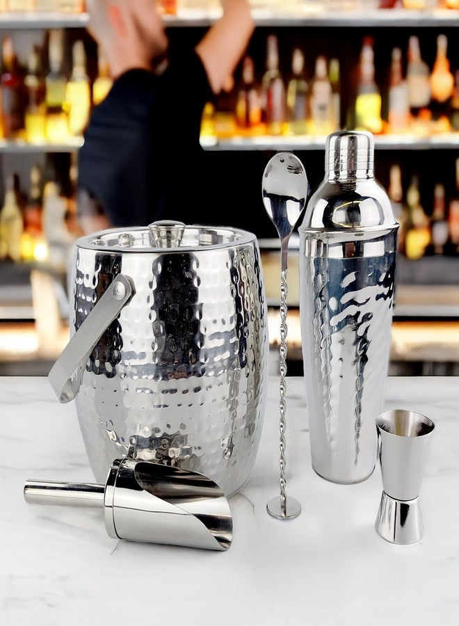 BREKX Insulated Ice Bucket for Cocktail Bar with Drink Shaker 5-Piece Cocktail Set for Parties with Lid and Scoop - Bartender Accessories, Bartending Kit for Home Bar or Gifting - Image 5