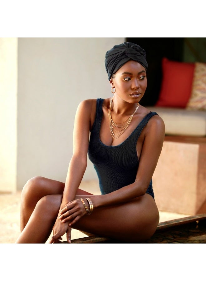 وشاح سباحة من القماش - قبعة سباحة لطيفة غير قابلة للانزلاق للسيدات بجميع أطوال الشعر (قطعة واحدة) - Image 2