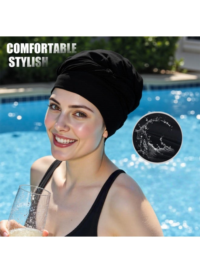 وشاح سباحة من القماش - قبعة سباحة لطيفة غير قابلة للانزلاق للسيدات بجميع أطوال الشعر (قطعة واحدة) - Image 4
