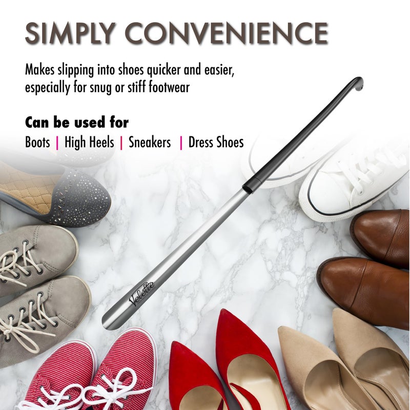 Velette Metal Shoe Horn Long Handle for Seniors - 30" Extra Long Shoe Horn for Women, Men and Kids - Shoehorn, Boot Horns, Shoehorn Long-Handle, Elderly Must Haves - Shoes Spoon, Stick, Helper - Image 3