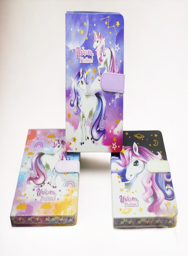 Asera دفتر يوميات أسيرا الجميل بتصميم وحيد القرن مع إغلاق مغناطيسي للأطفال والفتيات (قطعة واحدة) - Image 1