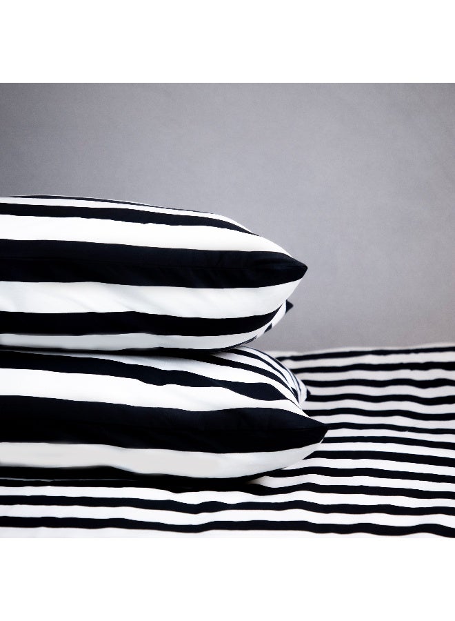 Home Box Malta 3-Pieces Stripe Printed Cotton Twin Duvet Cover Set 150 x 220 cm - Image 5
