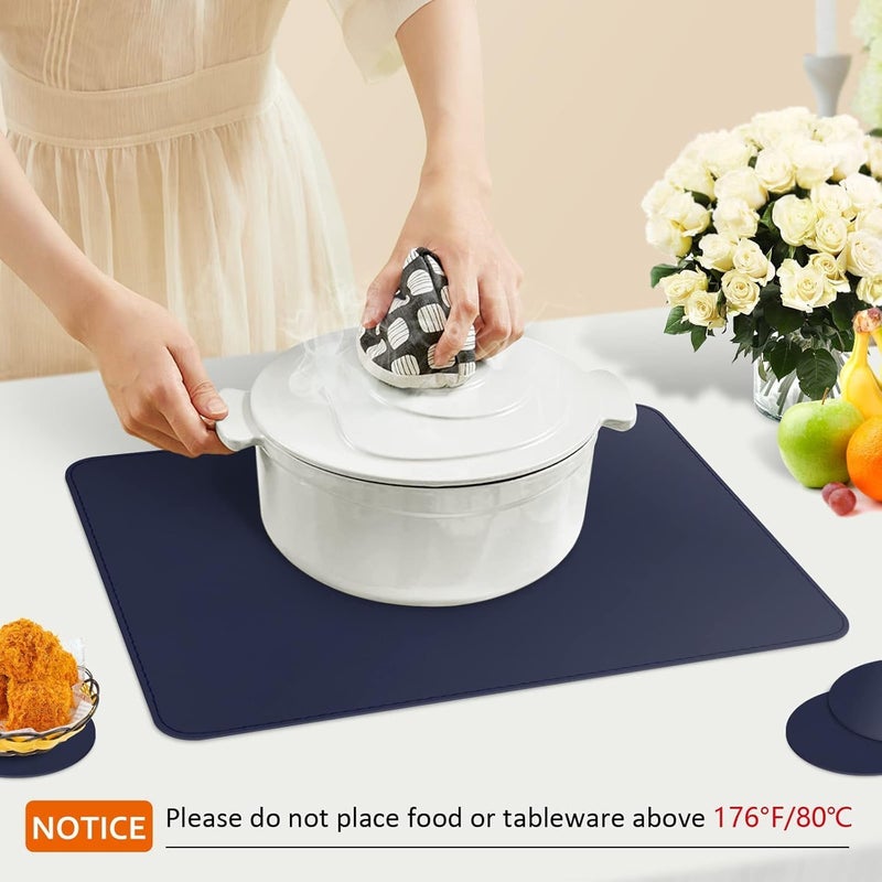 BS مفرش طاولة قابل للعكس مستطيل الشكل من B&S - أزرق داكن - Image 5