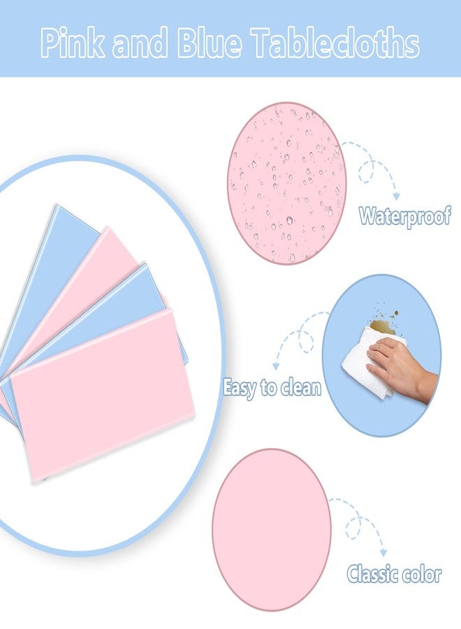 PTECDROTS 4Pcs Gender Table Cloths - Rectangular Pink and Blue Tablecloths for Gender Reveal Decorations, Boy or Girl Party Supplies, 51 X 86.6 Inch - Image 3