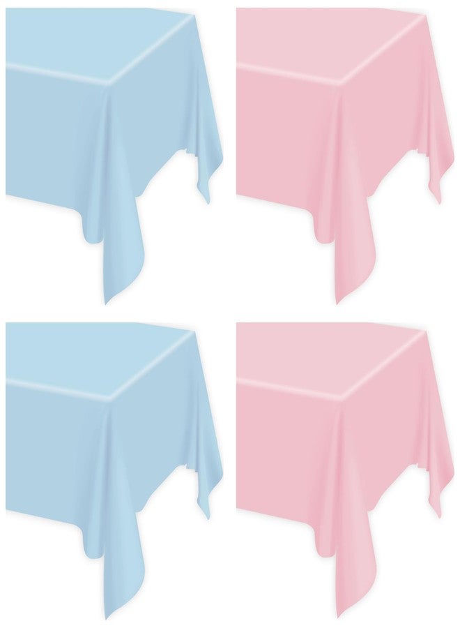 PTECDROTS 4Pcs Gender Table Cloths - Rectangular Pink and Blue Tablecloths for Gender Reveal Decorations, Boy or Girl Party Supplies, 51 X 86.6 Inch - Image 1