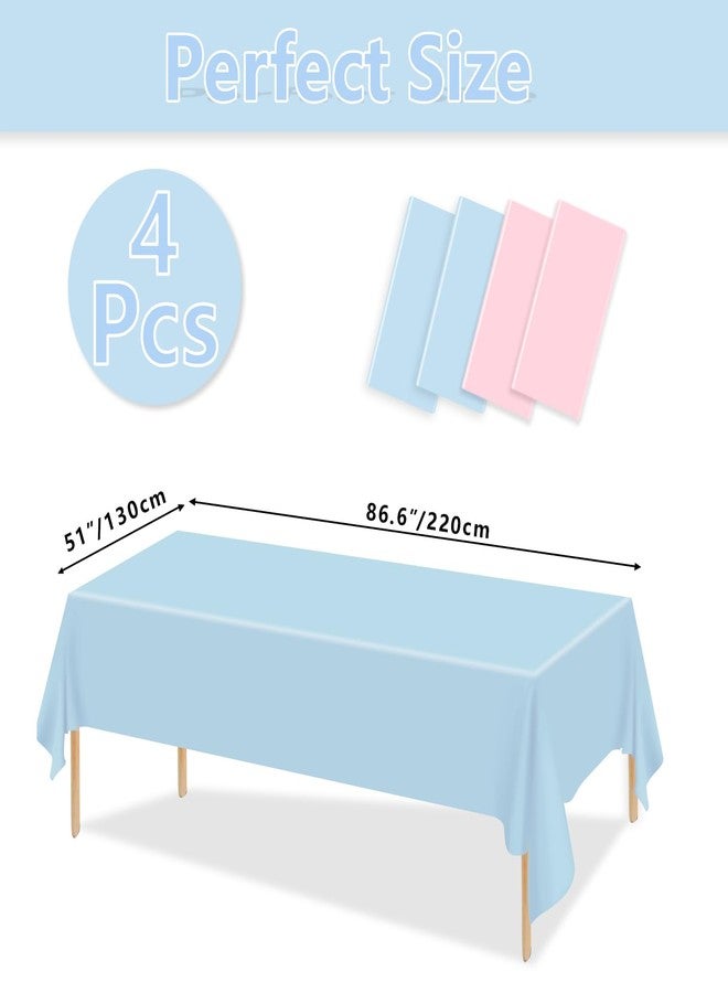 PTECDROTS 4Pcs Gender Table Cloths - Rectangular Pink and Blue Tablecloths for Gender Reveal Decorations, Boy or Girl Party Supplies, 51 X 86.6 Inch - Image 2