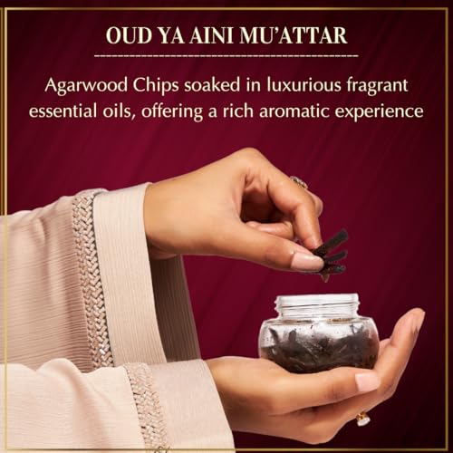DUKHNI Oud Ya Aini Muattar Bakhoor by Dukhni 1 jar X 40 Grams Arabic Bakhoor Incense Aromatic Wood Chips Deep Amber Oud Blend Perfect for Prayer Time Ramadan Eid Gifts - Image 3