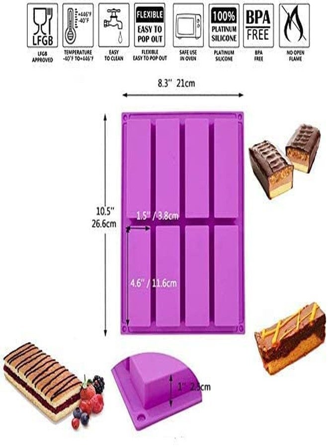 Bamutu Large Rectangle Granola Bar Silicone Mold 2PCS 8 Cavity Nutrition Cereal Bar Moulds, Energy Bar Make for Muffin Brownie Cornbread Cheesecake Pudding Cake and Soap - Image 2
