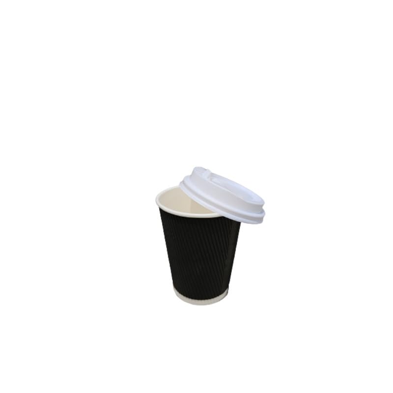 SEZ 360 ML Black Ripple Paper Cups for Coffee Tea and Cappuccino in Party Office Events and Other with Biodigradable Sugarcan Lid Pack of 25 - Image 4