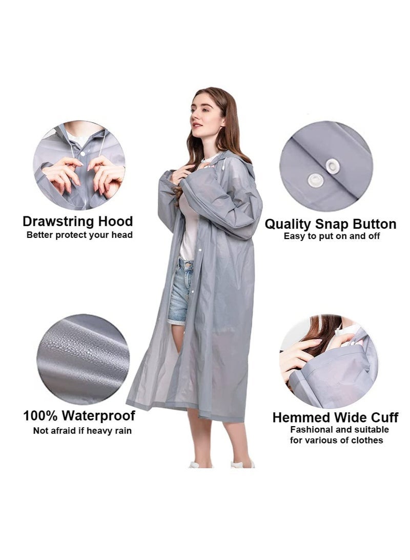 SYOSI Raincoat Rain Poncho for Adults, 1 Pack EVA Rain Poncho for Women and Men Reusable Raincoat Jacket Packable for Family FishingTravelEmergency with Hood and Elastic Sleeving - Image 3