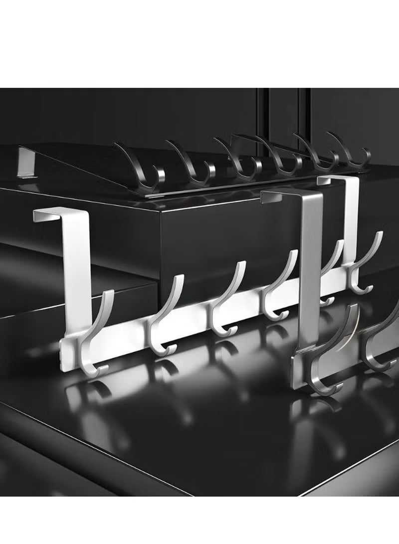 ARNOTEC Heavy-duty door hooks, rust-proof, 6 hooks, space-saving door storage rack for hanging coats, towels, bags, and bathrobes (white). - Image 4