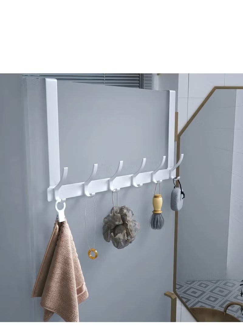 ARNOTEC Heavy-duty door hooks, rust-proof, 6 hooks, space-saving door storage rack for hanging coats, towels, bags, and bathrobes (white). - Image 5