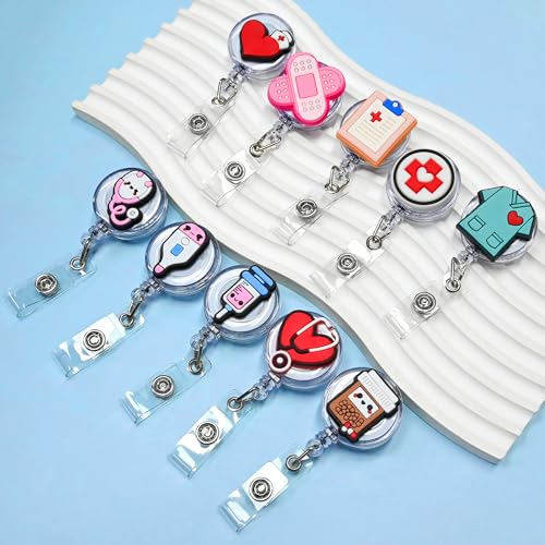 YEALQUE 10 Pack Nurse Badge Reel Holder Retractable Nursing ID Badge Reels Cute for Nurses Doctor Medical Health Hospital Office Worker Gifts(A-10PCS) … - Image 2