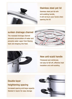 WEMART Stainless Steel Three Layer Steamer Silver 27.5×27.5×34.5CM  - Image 2