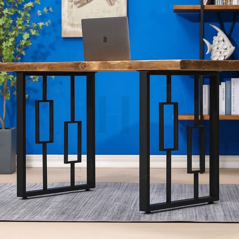 HIRVALL Metal Table Legs 28Height 20Wide Heavy Duty Desk Legs DIY Furniture Legs for Dining Table Cast Iron Legs Computer Desk Legs Office Desk Legs O Shape - Image 3