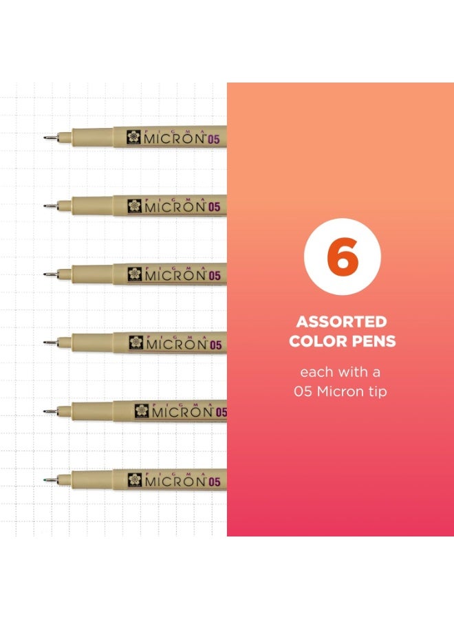 ساكورا مجموعة أقلام Sakura Pigma Micron 05 (مكونة من 6 قطع) - ألوان التراث/الأرض - Image 2