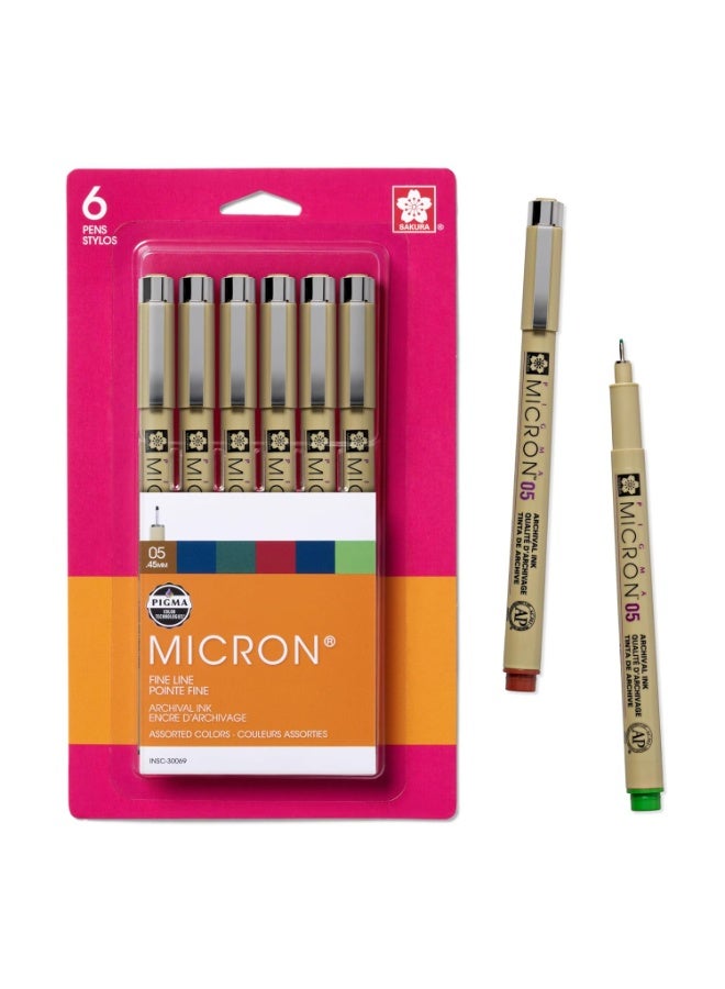 ساكورا مجموعة أقلام Sakura Pigma Micron 05 (مكونة من 6 قطع) - ألوان التراث/الأرض - Image 1