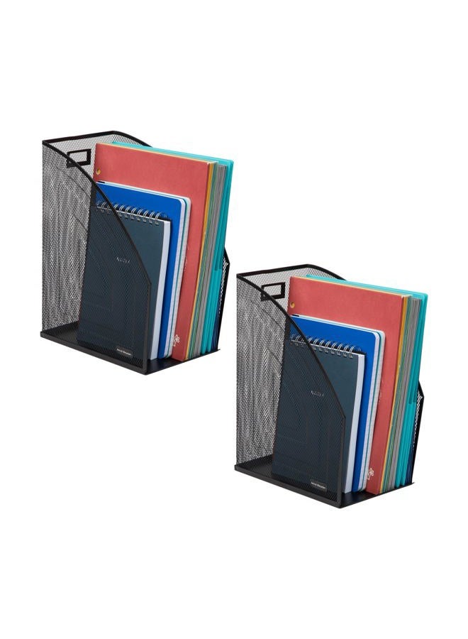 Mind Reader Jumbo Metal Mesh File Organizer 2-Pack, Magazine Holder, Office Desk Organizer, Documents Holder, Black - Image 1