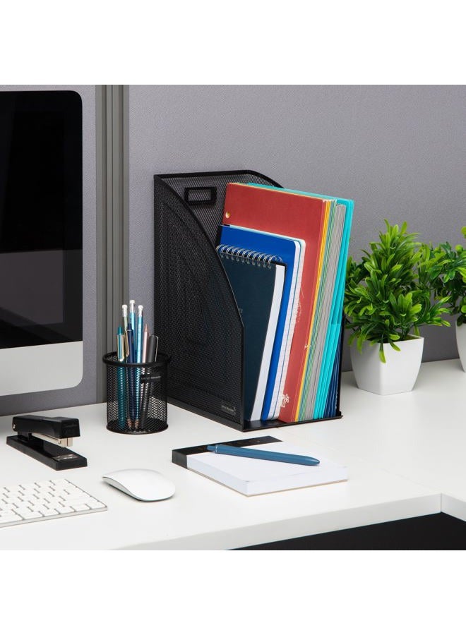 Mind Reader Jumbo Metal Mesh File Organizer 2-Pack, Magazine Holder, Office Desk Organizer, Documents Holder, Black - Image 2