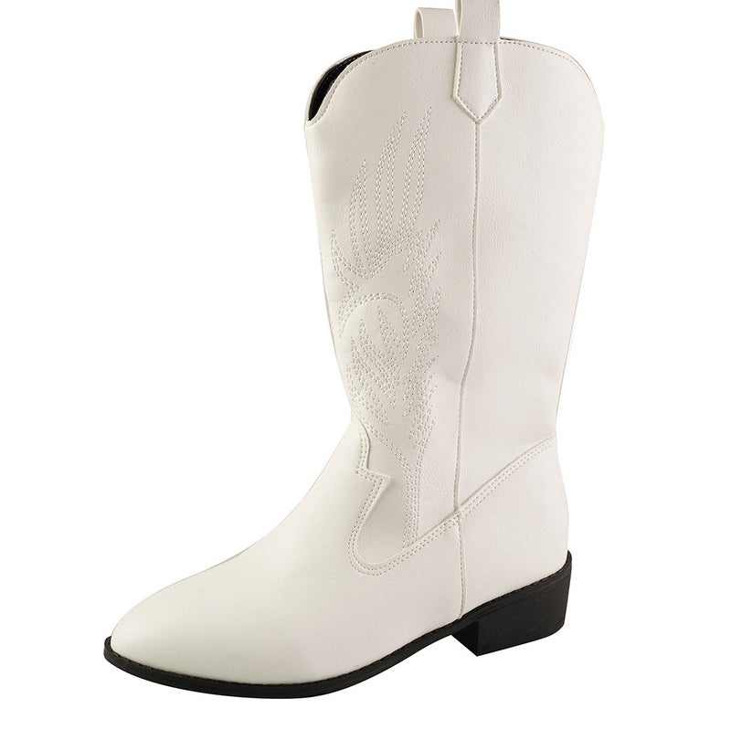 2023 New Western Cowboy Boots Vintage Martin Boots Women'S Net Red Pointed Toe Chunky Heel Mid-Calf Knight Women'S Boots - Image 1