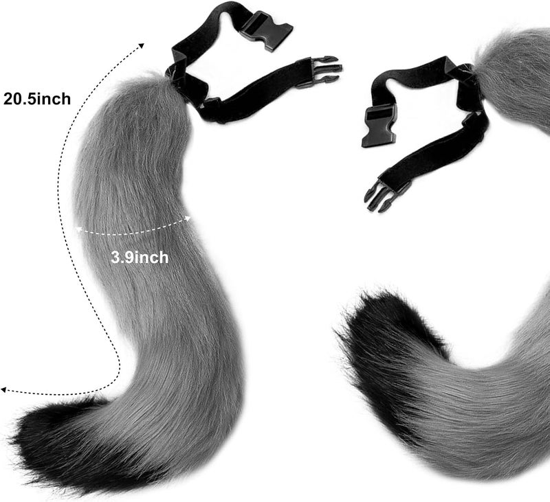 Odowalker Wolf Fox Costume, Wolf Fox Tail Clip Ears and Gloves Set Halloween Costume Accessories Party Supplies Halloween Christmas Party Costume for Women Kids - Image 2