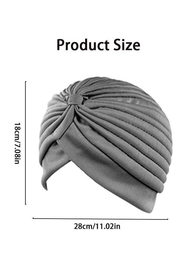 3 Pieces Turbans for Women Soft Turban Head Wrap Pleated Beanie - Image 4