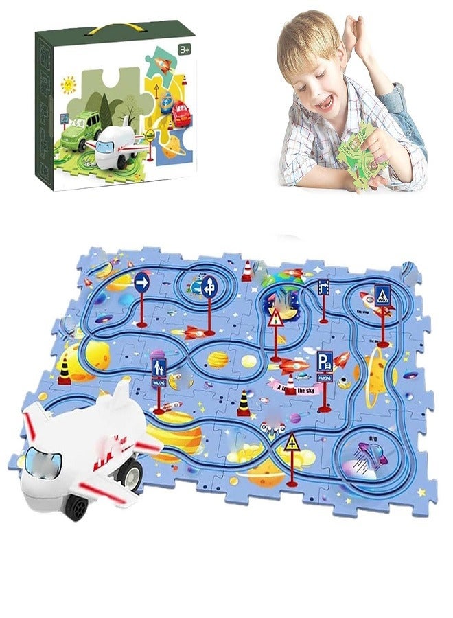 Puzzle Racer Car Track, Puzzle Racer Kids Car Track Set, Puzzle Track Car Play Set, Puzzle Car Track Toy, Puzzle Vehicle Track  - Image 1