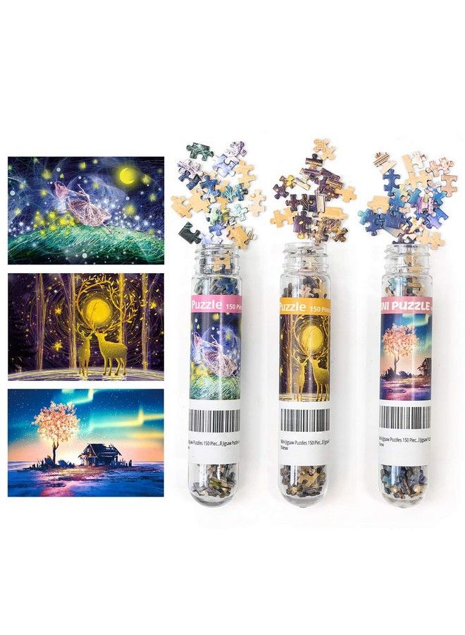 عبوة 3 قطع من الألغاز الصغيرة 150 قطعة للبالغين، لغز صغير 6 × 4 بوصات، ألعاب ترفيهية منزلية، ديكور منزلي، ألغاز - Image 2