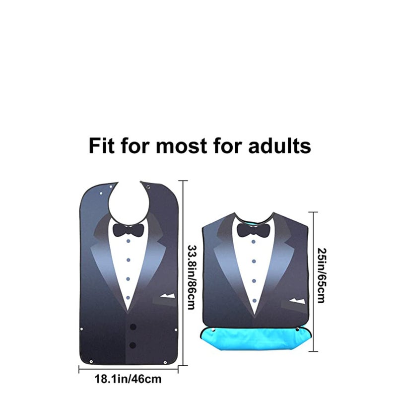 Zikra Adult Bibs, Waterproof Bandana Elderly Bib, Washable And Reusable Adjustable Protector Bibs, Bow Tie Design, Suit Adult Bibs for Men & Women for Eating- 1 Pcs - Image 5