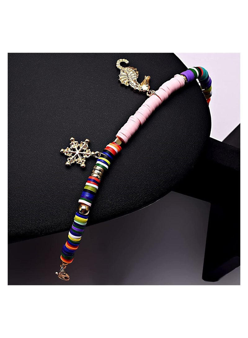 SYOSI 4800 Pcs Heishi Beads 6 mm, Polymer Clay Beads, Flat Round Beads for DIY Jewelry Making, Preppy Disc Beads with Elastic Cord for Bracelets Earring Necklaces, 24 Rainbow Colors - Image 4