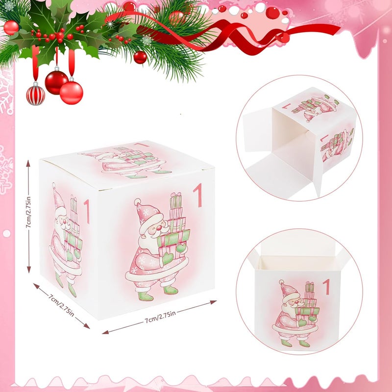Konsait 24Pcs Christmas Advent Calendar Boxes Pink Christmas Empty Advent Calendar Boxes Advent Calendar Boxes to Fill DIY Advent Calendar Gift Boxes for Christmas Holiday Present Wrapping Supplies - Image 2