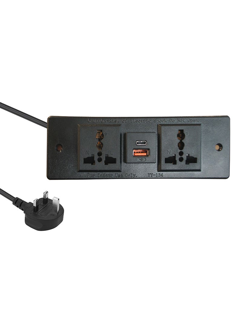 Mahmayi Mahmayi Black BS01 Desktop Socket with USB A/C Port for Office, Home, and Meeting Room 17 cm  - Image 1