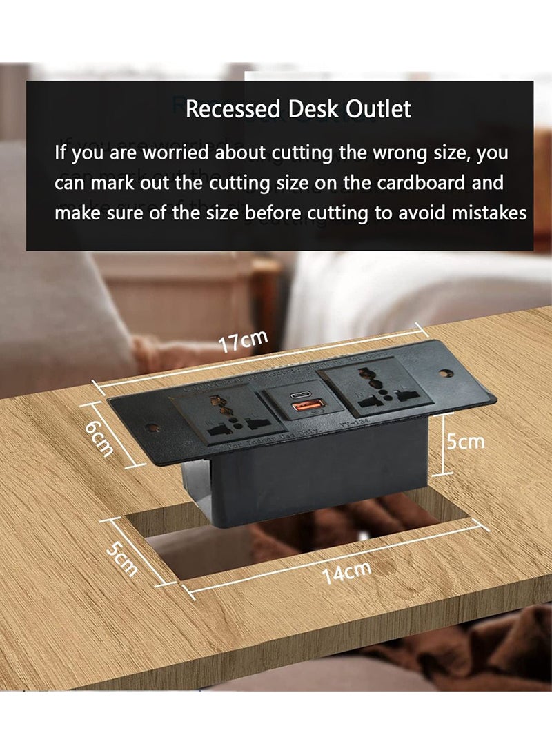 Mahmayi Mahmayi Black BS01 Desktop Socket with USB A/C Port for Office, Home, and Meeting Room 17 cm  - Image 4