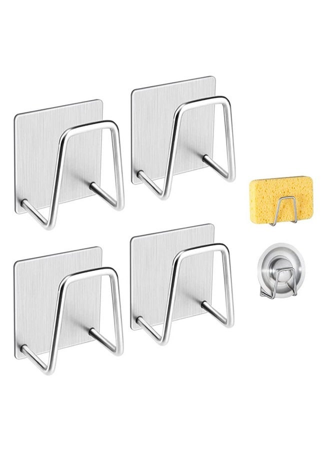 Beauenty 4 Pack Sink Sponge Holder for Kitchen Sink Premium SUS304 Stainless Steel Rustproof Waterproof Quick Drying Small Strong Adhesive Sponge Holder ,Upgrade Style - Image 1