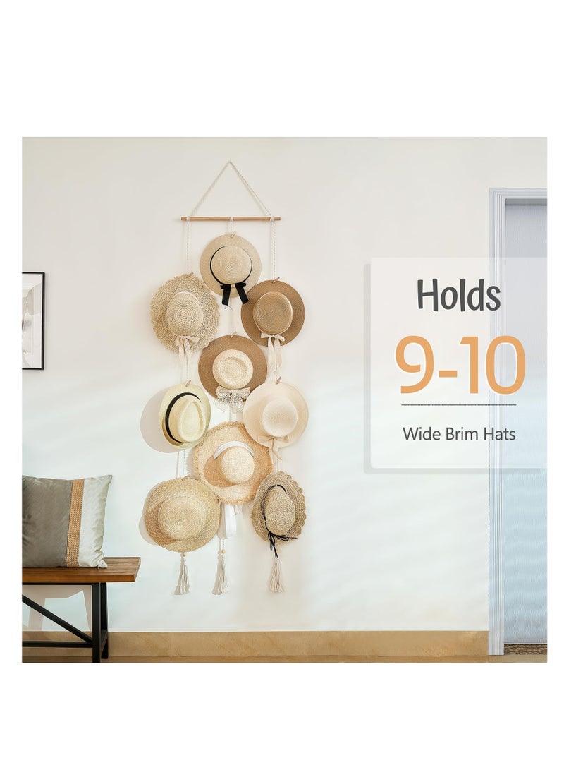 SYOSI Hat Rack Hat Hangers, for Wall Boho Caps Storage Display Organizer with Decorative Tassels Modern Cowboy Womens Hat Holder, Display Hanger for Wide Brim Fedora Hats Bowler Baseball Caps  - Image 4
