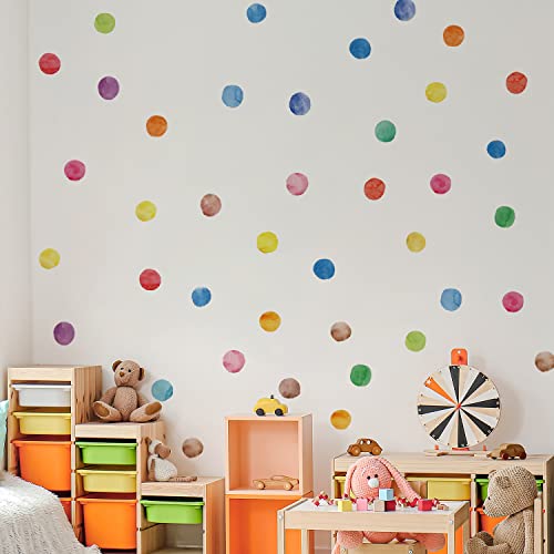 Colorful Polka Dot Wall Decals Watercolor Dots Wall Sticker for Kids Baby Girls Teens and Nursery Room 6 Sheets