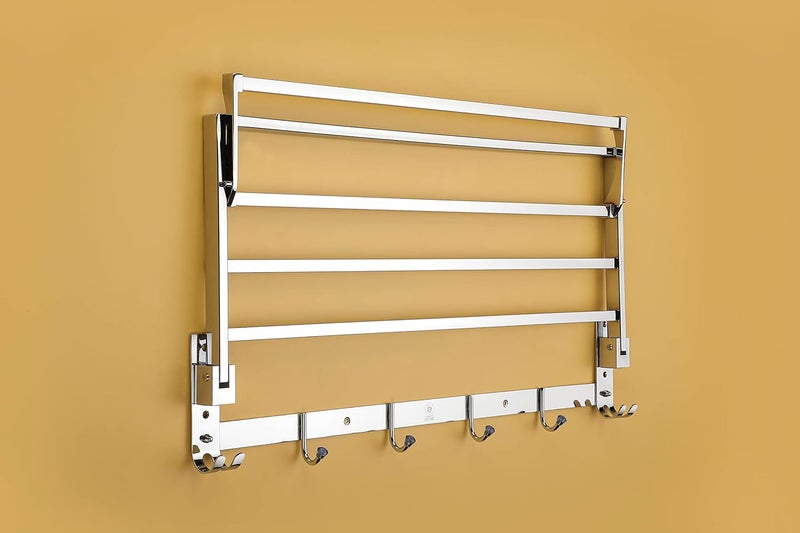 iSTAR Stainless Steel Double Folding Towel Rack for BathroomTowel StandHangerRodTowel StandBathroom Accessories - Image 4