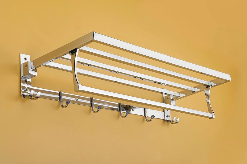 iSTAR Stainless Steel Double Folding Towel Rack for BathroomTowel StandHangerRodTowel StandBathroom Accessories - Image 3