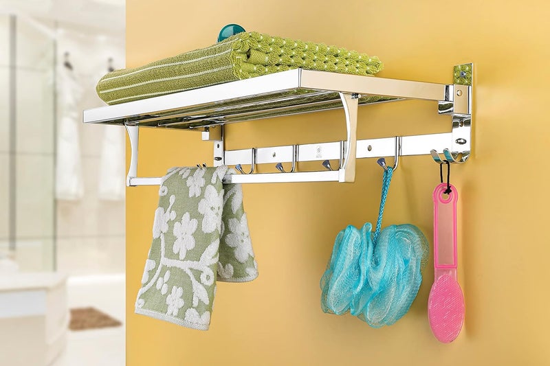 iSTAR Stainless Steel Double Folding Towel Rack for BathroomTowel StandHangerRodTowel StandBathroom Accessories - Image 2