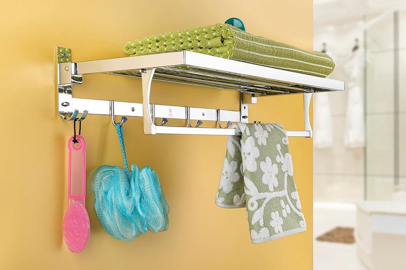 iSTAR Stainless Steel Double Folding Towel Rack for BathroomTowel StandHangerRodTowel StandBathroom Accessories - Image 1