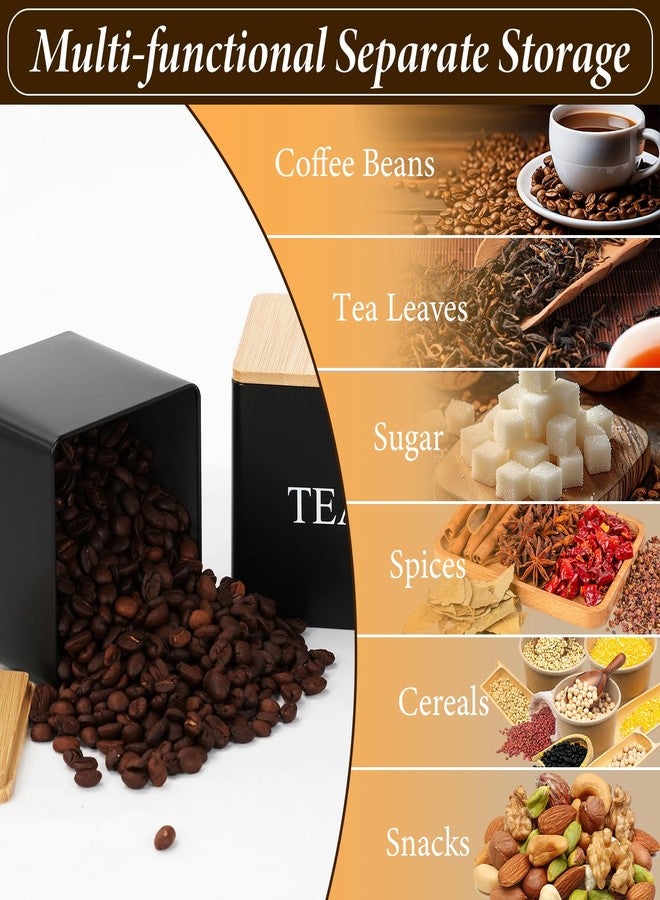 JIABEIUS 3 Pack 16oz Coffee Tea Sugar Container Set, Kitchen Canisters Set with Bamboo Lids, Stackable Food Storage Container Jars for Coffee Beans, Tea, Sugar, Flavourings, Cereals, Snacks (Black) - Image 5