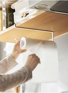 Home Care 1pcs Paper Towel Holder Wall Mounted No Drilling, Paper Towel Holder Under Cabinet, Toilet Roll Holder Self Adhesive, Towel Hanger Tissue Paper for Bathroom Kitchen (White)  - Image 1