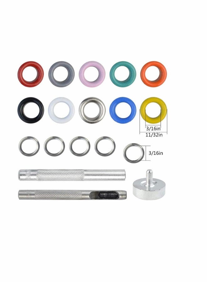 Grommet Tool Kit, 500 Set of 5mm Multicolor Metal Eyelet with Grommet Setting Tools for Leathercrafts, Clothing, Shoes  - Image 3