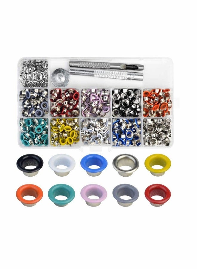 Grommet Tool Kit, 500 Set of 5mm Multicolor Metal Eyelet with Grommet Setting Tools for Leathercrafts, Clothing, Shoes  - Image 1
