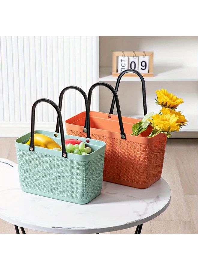Large Green Plastic Shopping Basket for Supermarket Bath Outdoor Picnic Camping - Image 2