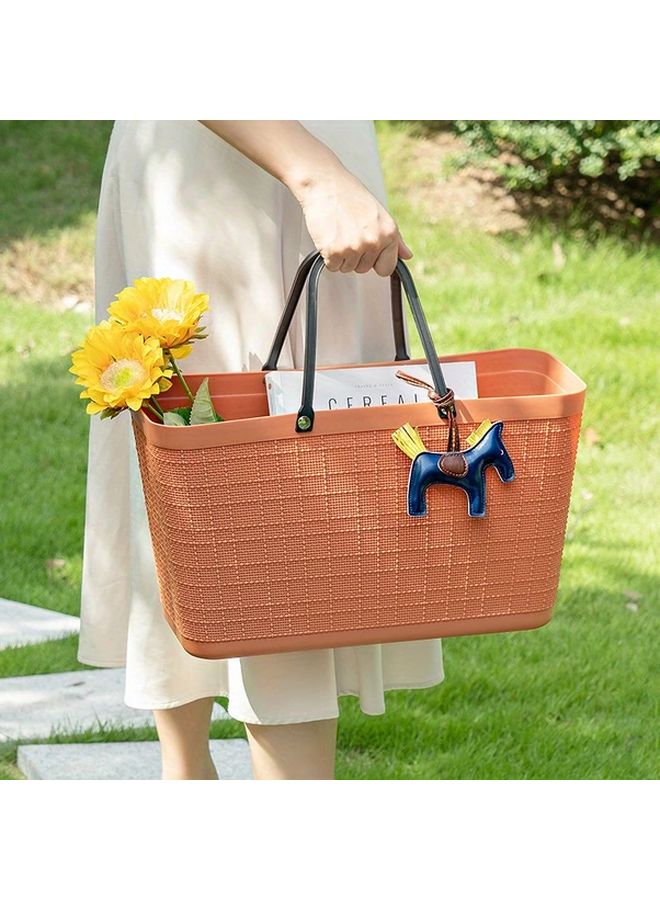 Large Green Plastic Shopping Basket for Supermarket Bath Outdoor Picnic Camping - Image 4