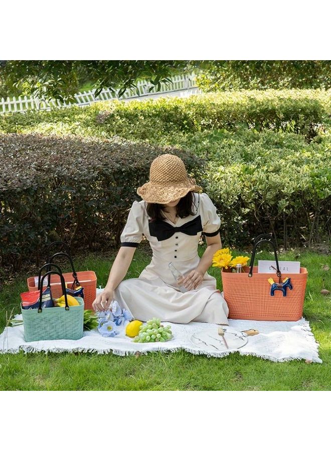 Large Green Plastic Shopping Basket for Supermarket Bath Outdoor Picnic Camping - Image 3