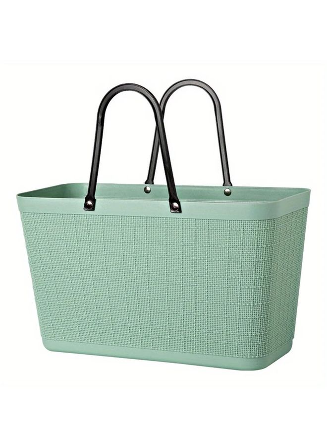 Large Green Plastic Shopping Basket for Supermarket Bath Outdoor Picnic Camping - Image 1