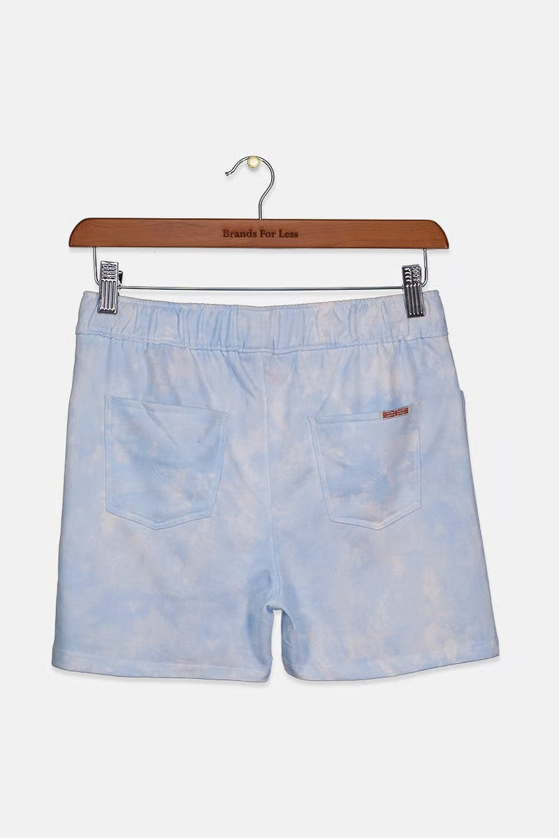 Hudson Kids Girl Tie Dye Side Pocket Pull On Shorts, Light Blue - Image 3